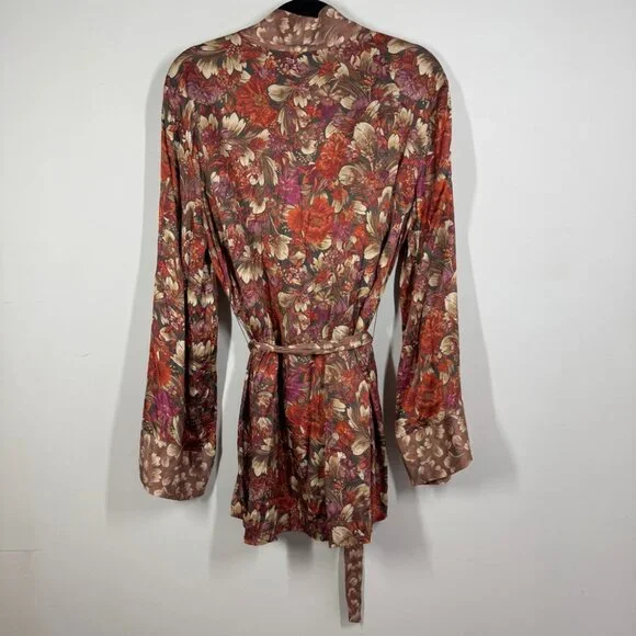 REVOLVE Tell Your Friends Floral Kimono Robe  Size S Boho Sheer Tie Waist - Picture 10 of 14